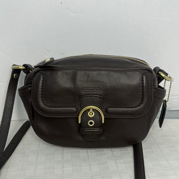 COACH Campbell Leather Camera Bag Crossbody Brown F25150